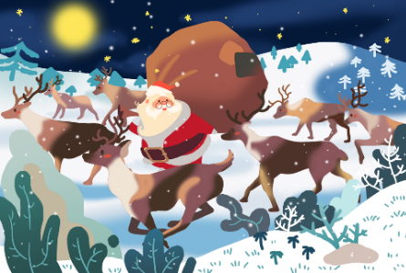 圣诞老人和驯鹿配乐音频素材_调皮驯鹿