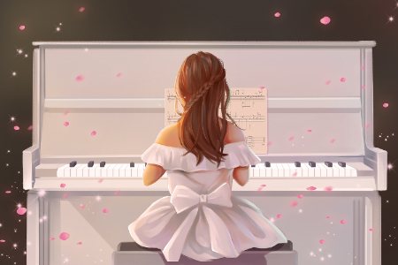 直播复盘配乐音频素材_弹钢琴的女孩